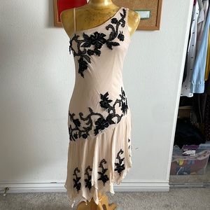 Sue Wong 100% Silk Floral Cocktail Beaded Dress
